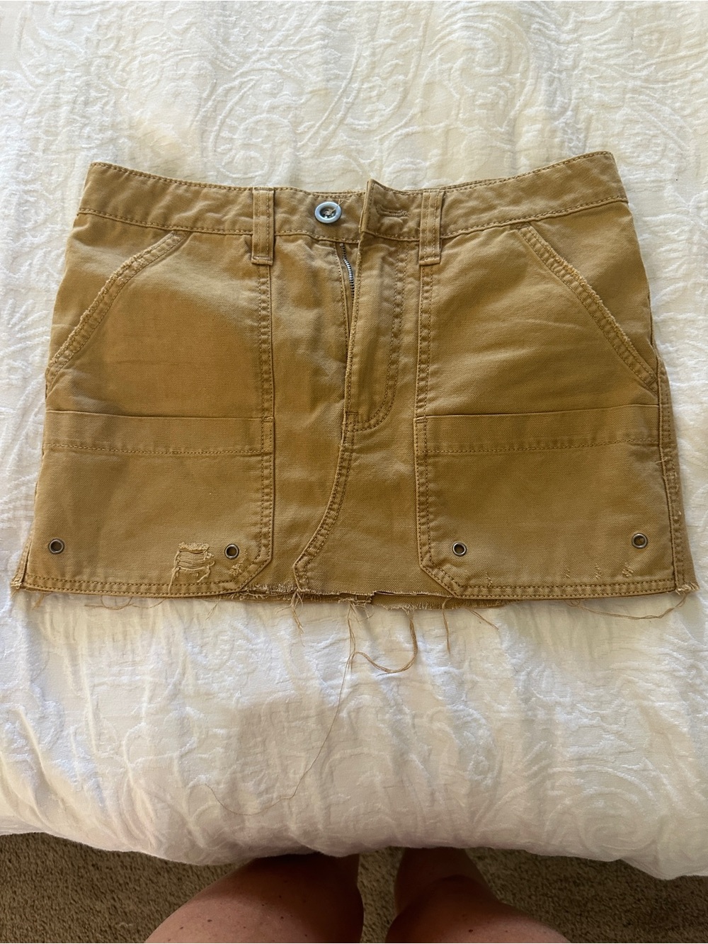 Free People Tan Cotton Mini Skirt